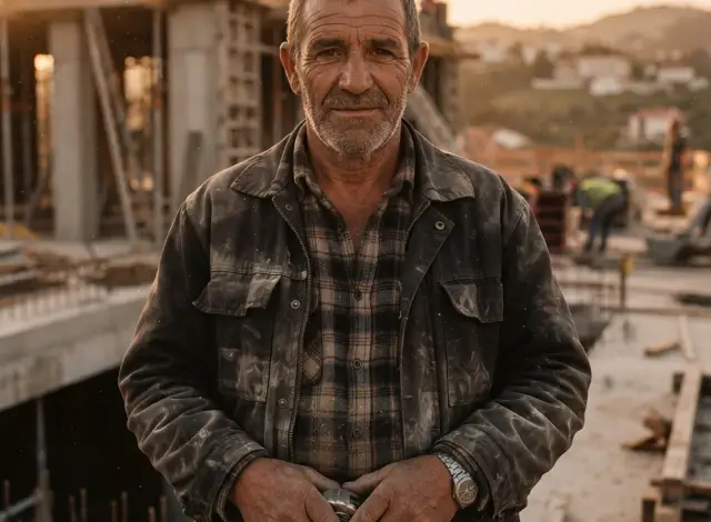 João, mestre de obras com 31 anos de estaleiro, retrato